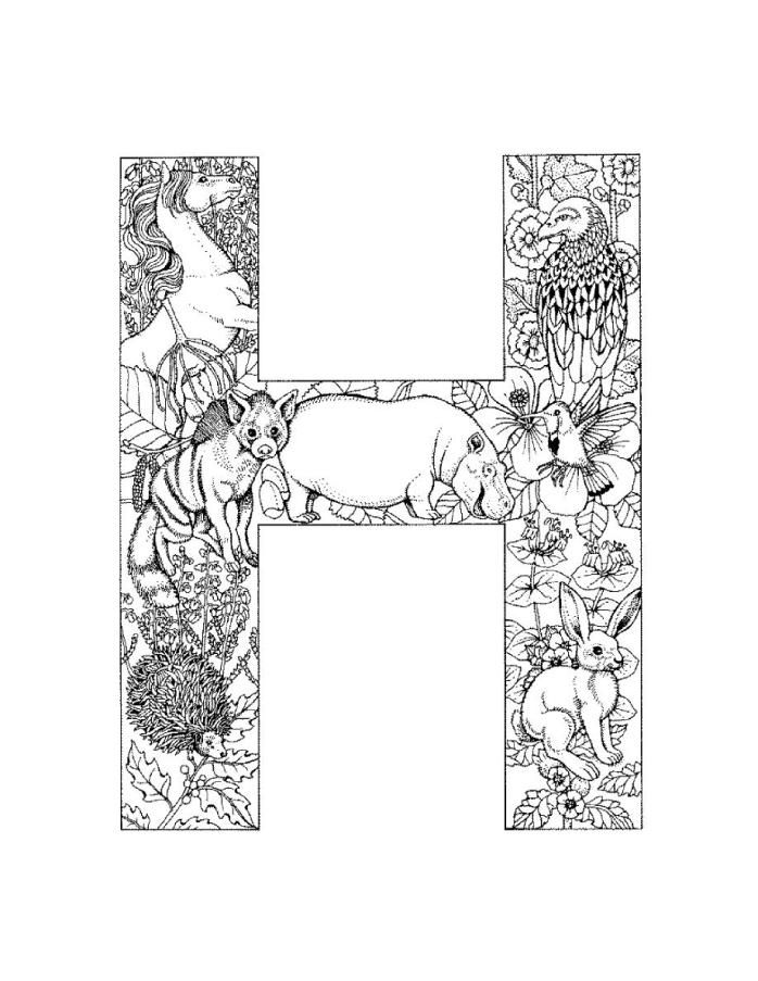 pics Free Printable Letter H Coloring Pages For Adults adult letter h coloring pages