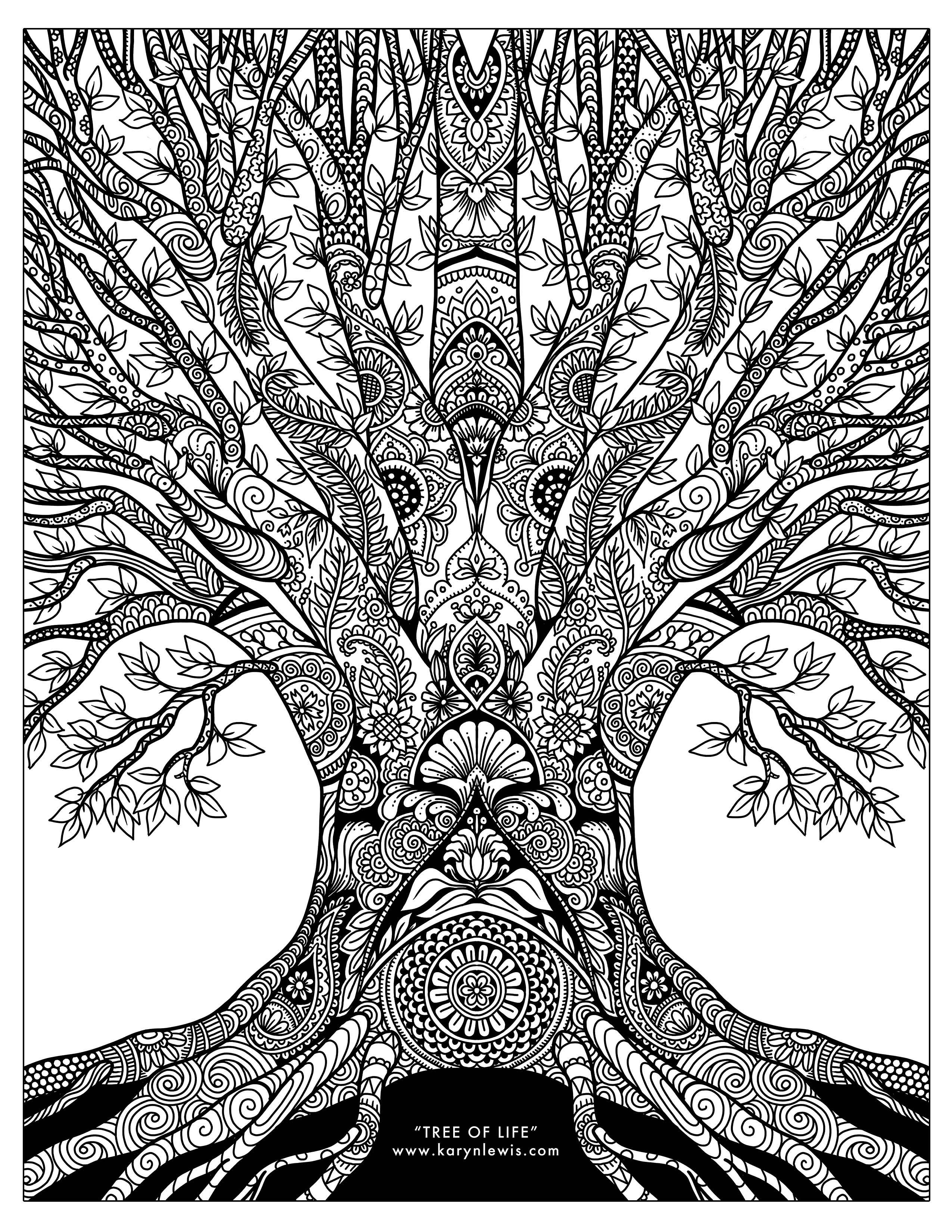 pix Printable Tree Of Life Coloring Pages For Adults karyn lewis illustration