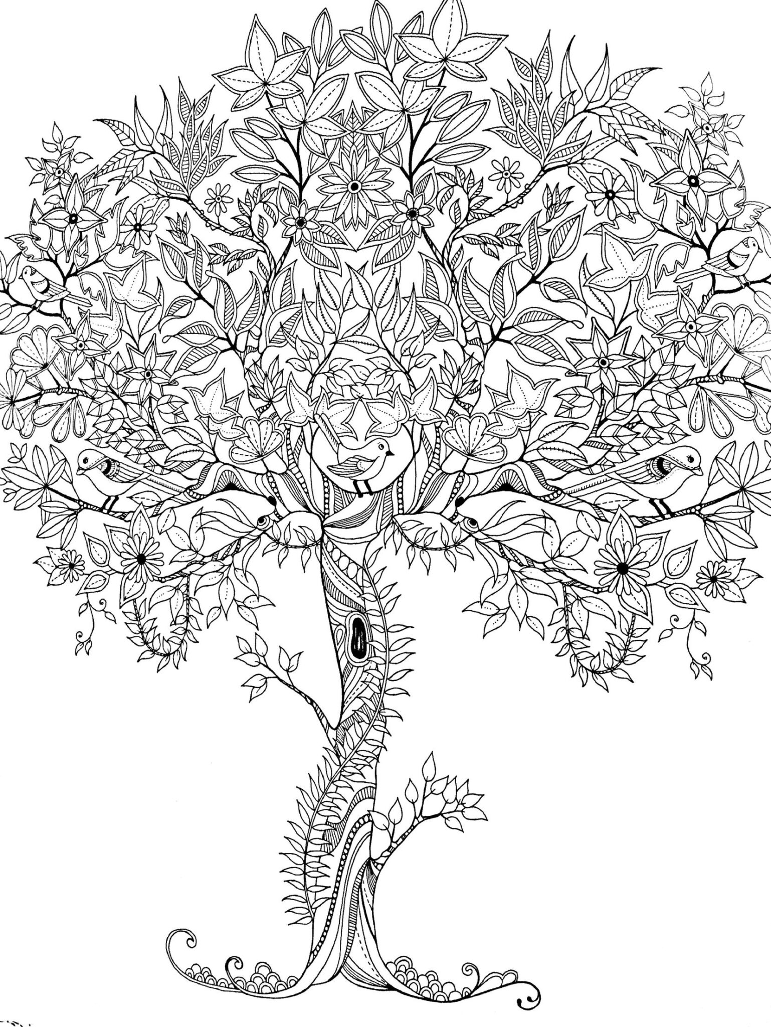 picture Realistic Tree Of Life Coloring Pages For Adults landscape sketch tree coloring page